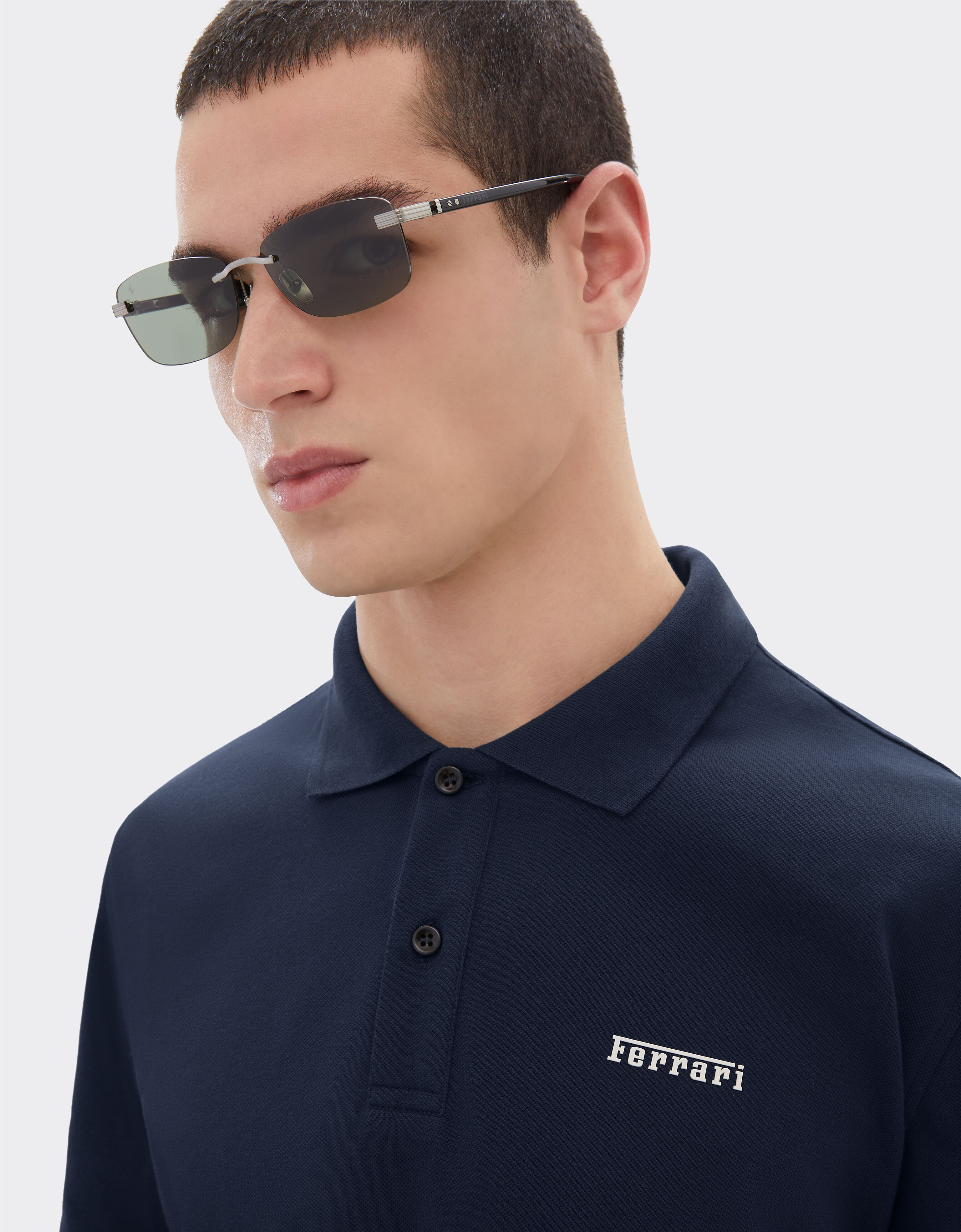 Ferrari Cotton polo shirt with Ferrari logo Navy 51058f