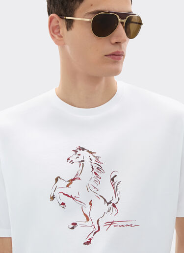 跃马印花棉质 T 恤 Ferrari 跃马印花棉质 T 恤 Optical White 50846f