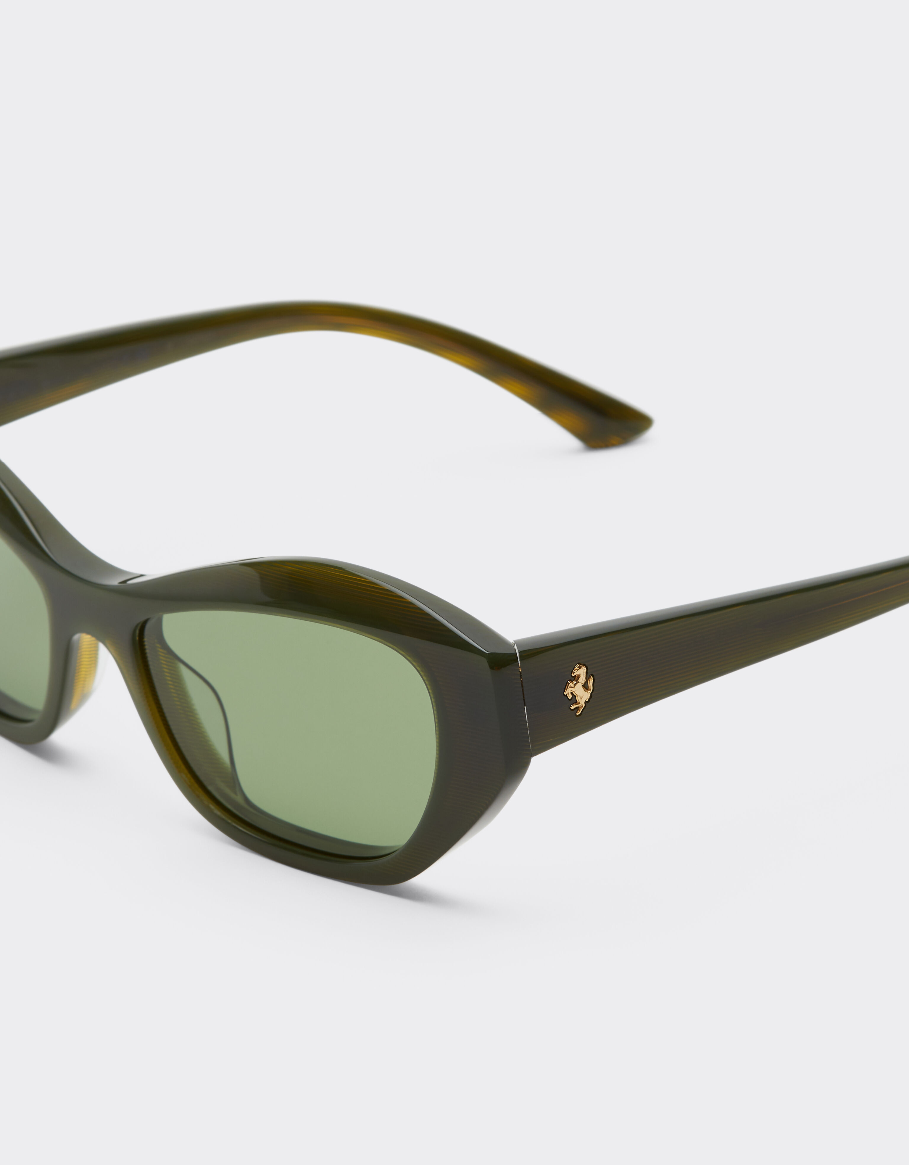Ferrari Ferrari sunglasses in  green striped acetate  with solid green lenses Verde Abetone LA0L5f