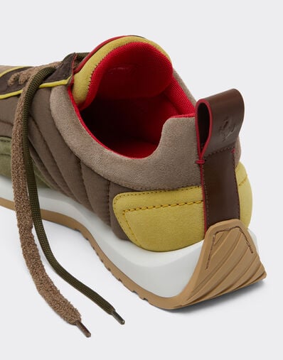 Ferrari Sneaker in suede, nappa leather, and waxed nylon Ebony 49886f