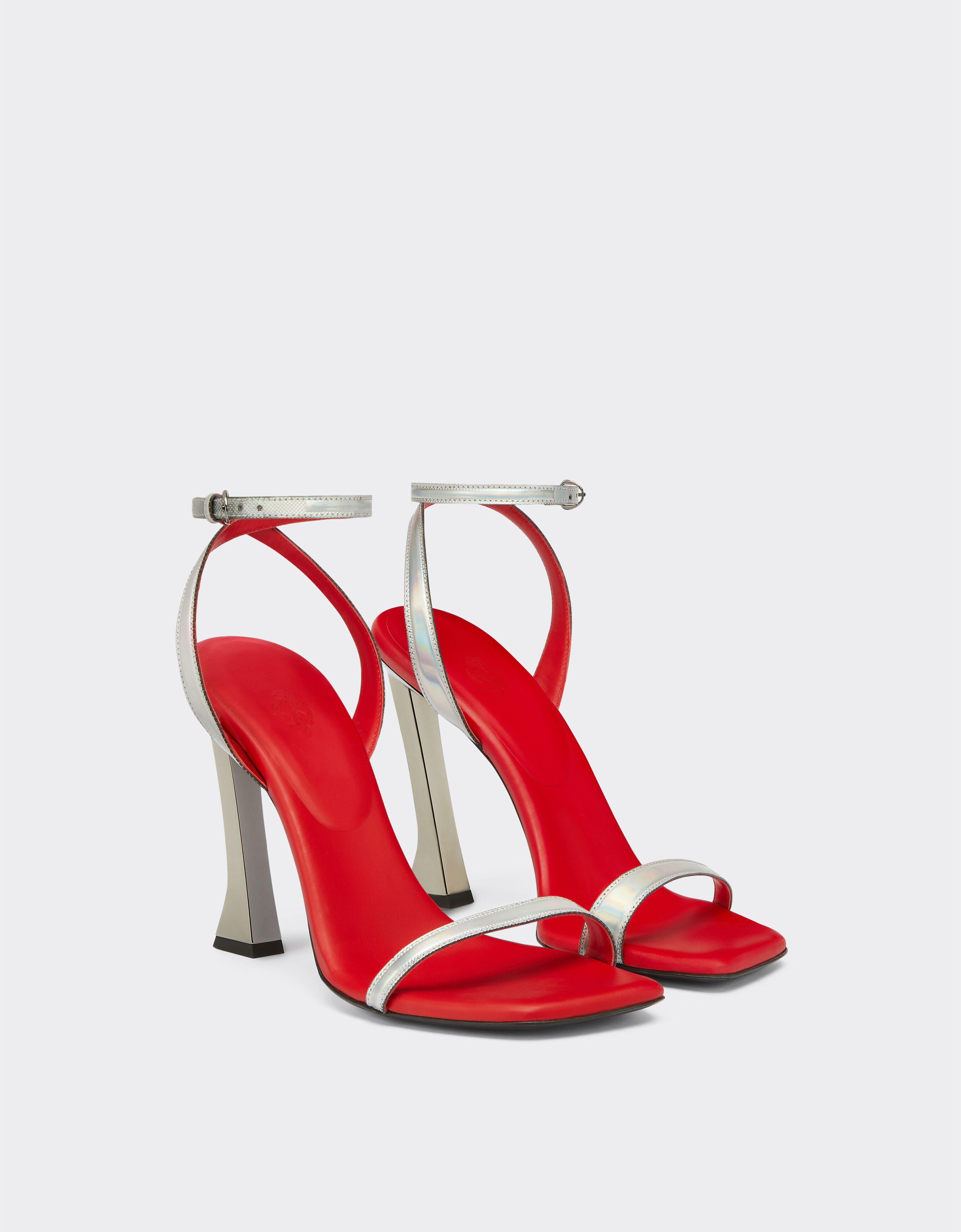 Ferrari Sandals in iridescent leather with plexiglass heel Silver 21115f
