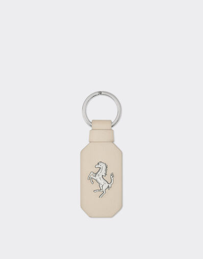 Ferrari Leather keychain with prancing horse Chalk 49222f