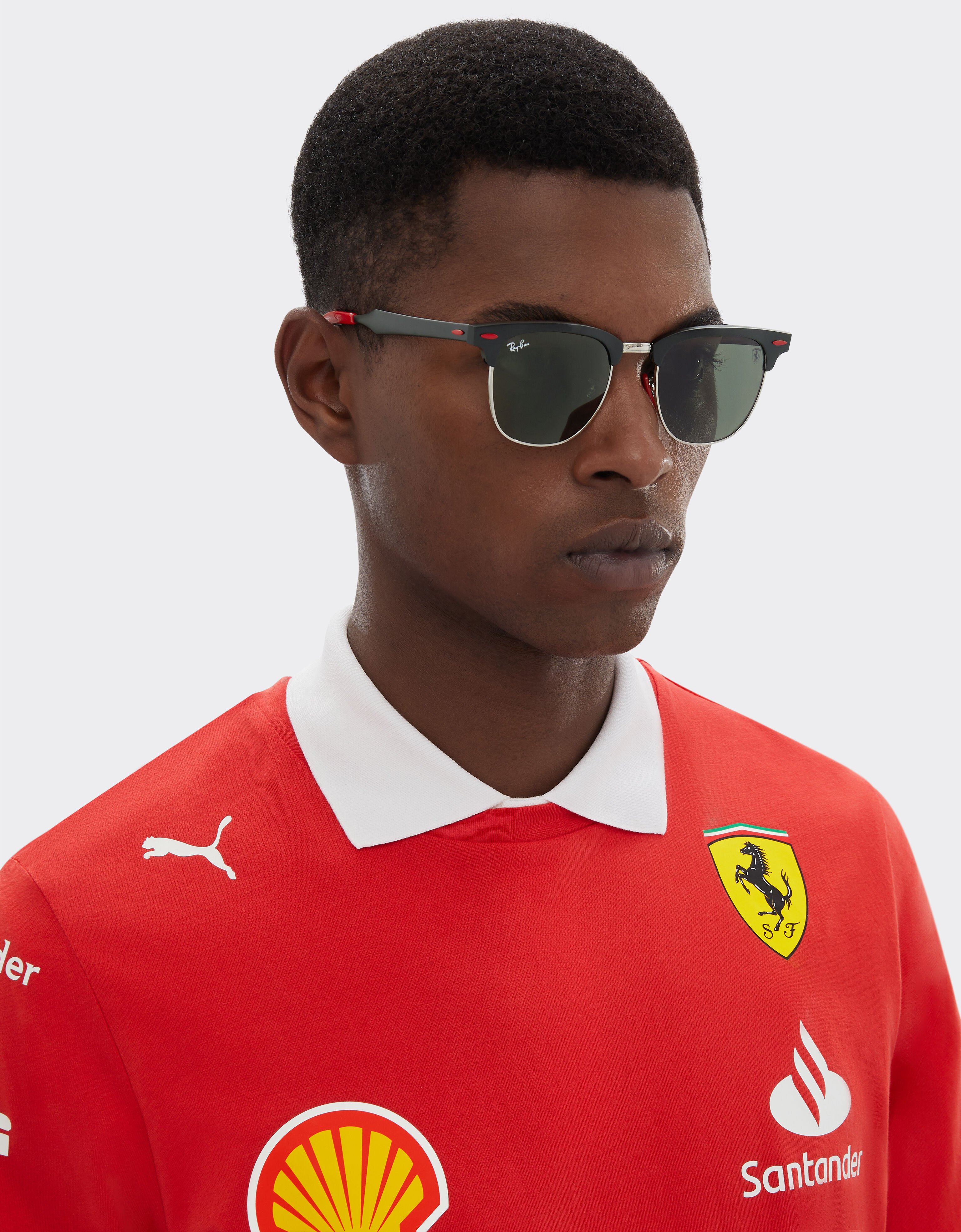 Ferrari 雷朋与法拉利车队合作款 RB3807M 绿色镜片黑色金属太阳镜 黑色 F1511f