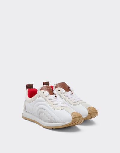 Ferrari Leather and suede running sneakers Optical White 50378f