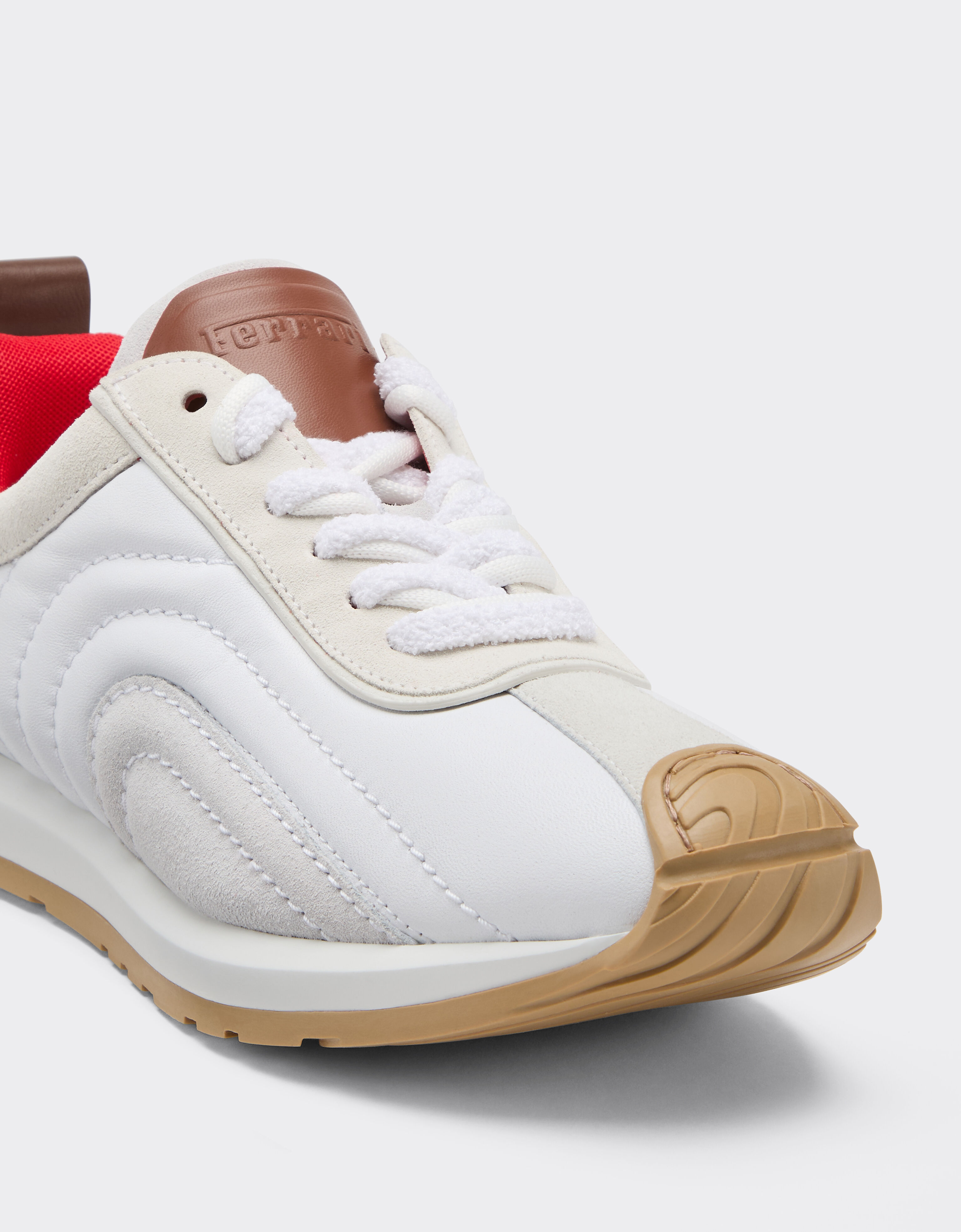 Ferrari Leather and suede running sneakers Optical White 50378f