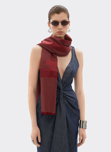 Wool and silk scarf with Ferrari logo Ferrari Wool and silk scarf with Ferrari logo Mahogany 22718f