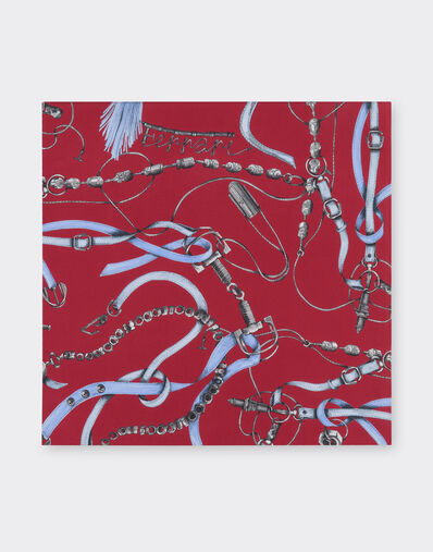 Ferrari 法拉利 Closet 印花真丝斜纹方巾 Maison Red 50613f