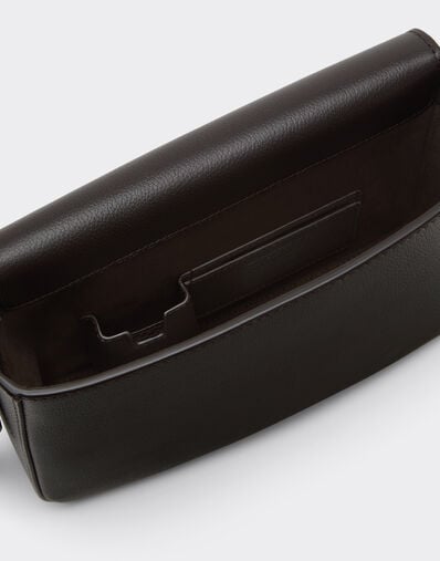 Ferrari Messenger bag in grenade leather Marrone Scuro 50583f