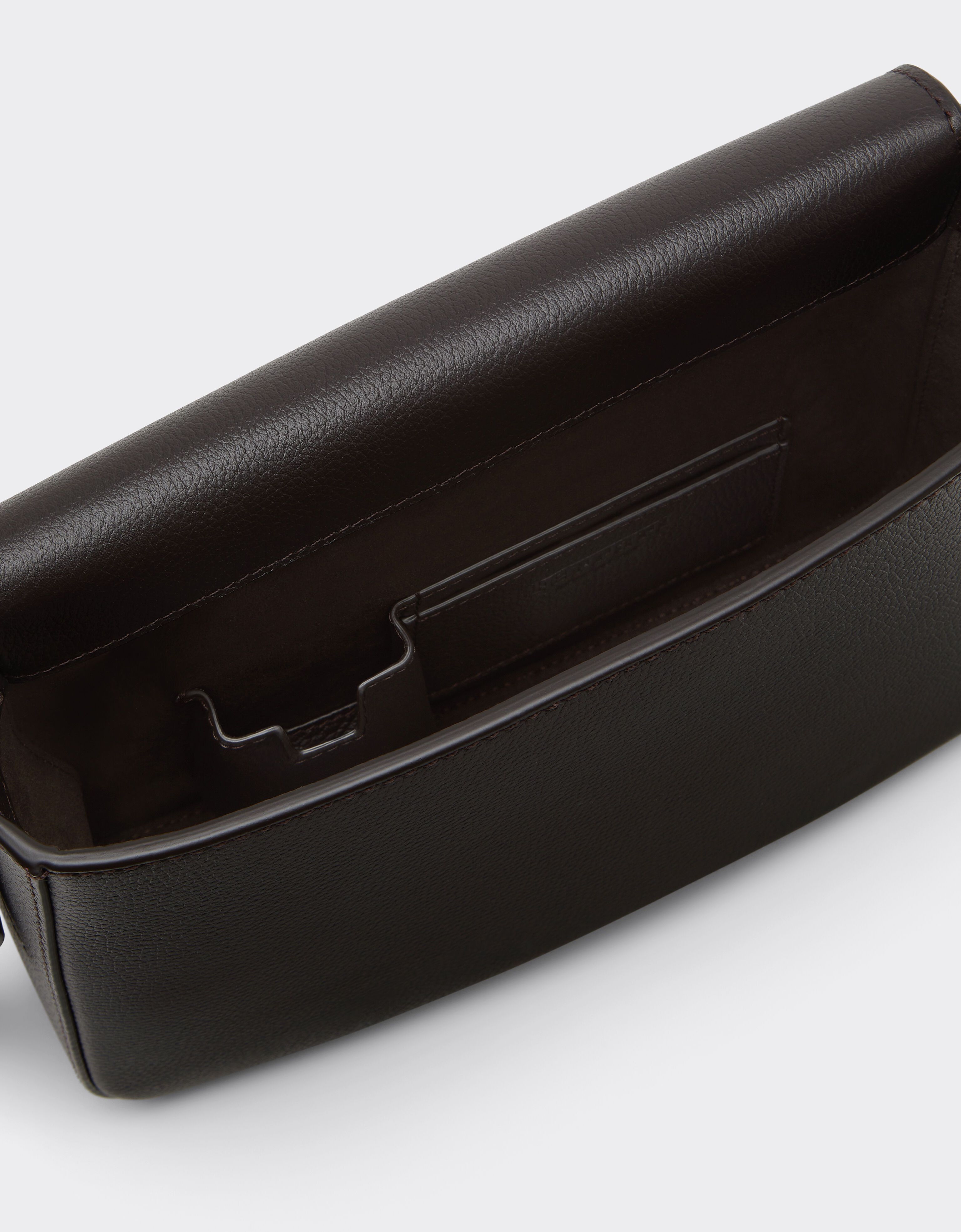 Ferrari Messenger bag in grenade leather Marrone Scuro 50583f