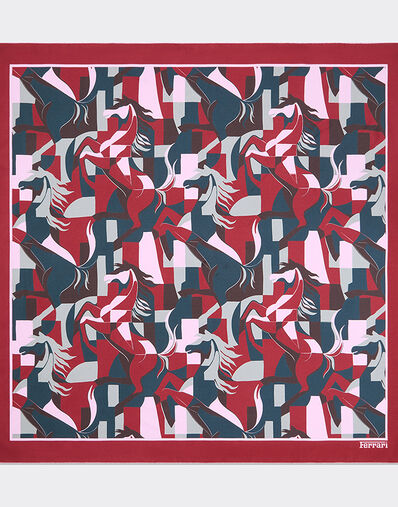 Ferrari Silk yoke with color block Cavallino print Peacock 22716f