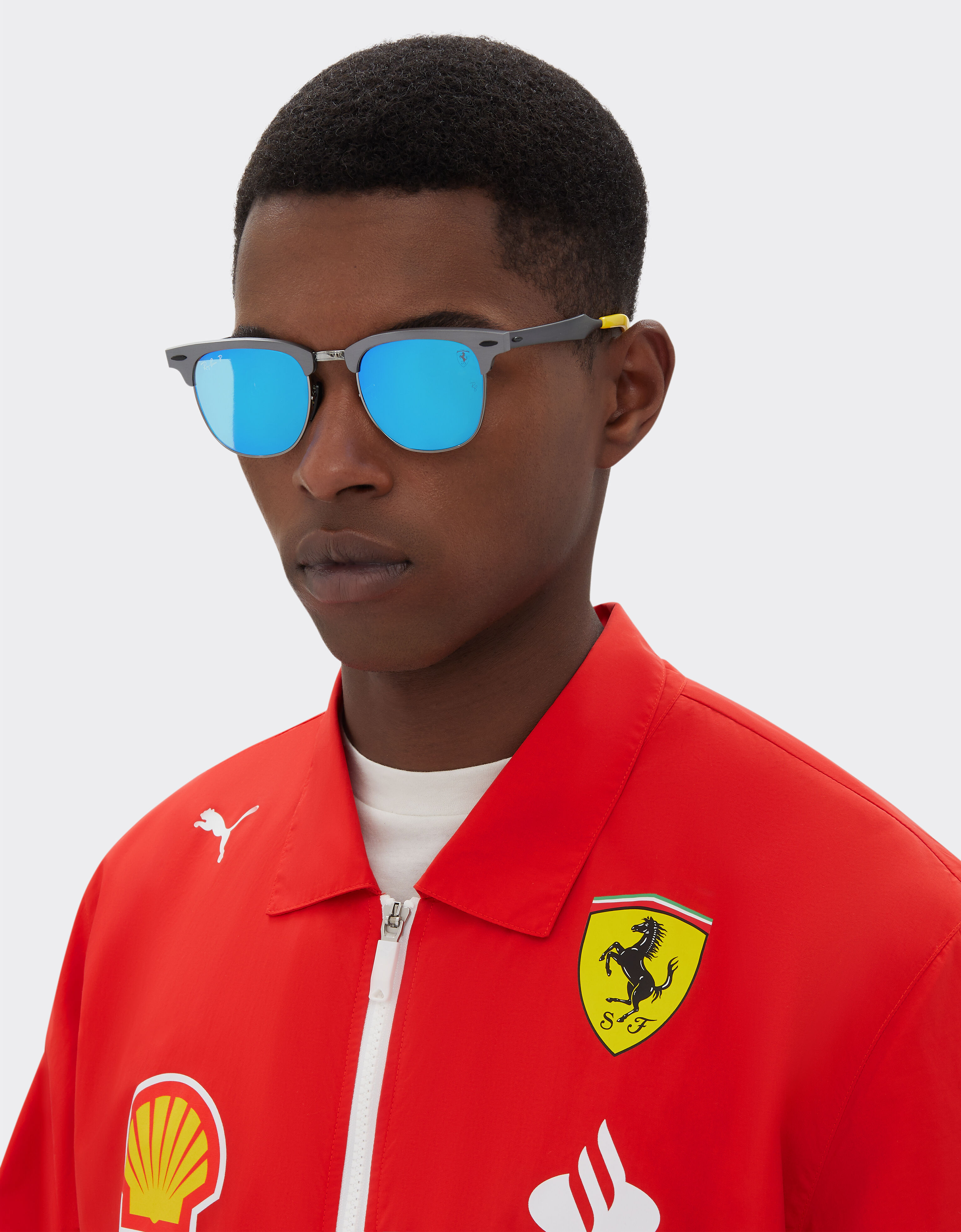 Ferrari 雷朋与法拉利车队合作款 RB3807M 偏光灰色镜面蓝色镜片灰色金属太阳镜 Ingrid F1514f