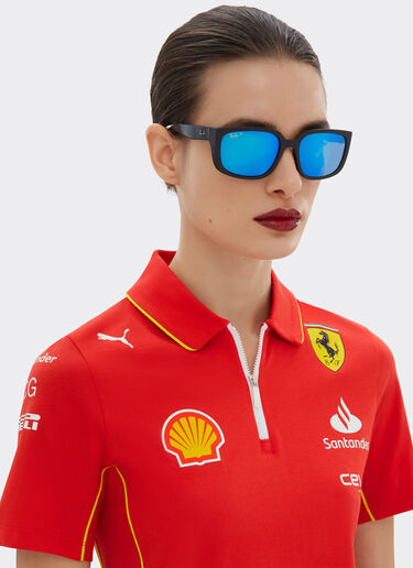 Ferrari 雷朋与法拉利车队合作款 RB4443M 偏光蓝色镜面绿色镜片黑色 PEEK 太阳镜 哑光黑色 F1517f
