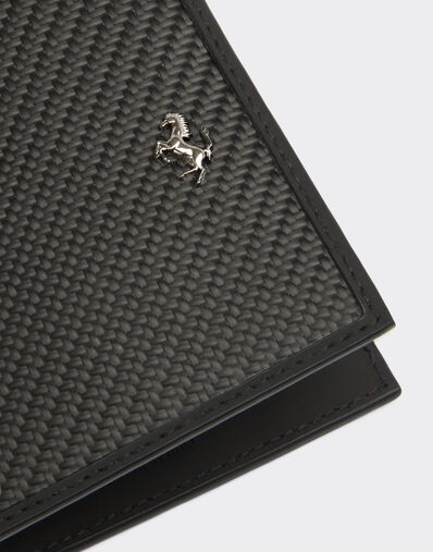 Ferrari Horizontal leather and carbon fiber wallet Black 20626f