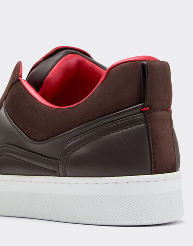 Ferrari Nappa leather and suede slip-on sneaker Espresso 22828f