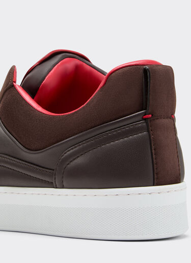 Ferrari Nappa leather and suede slip-on sneaker Espresso 22828f
