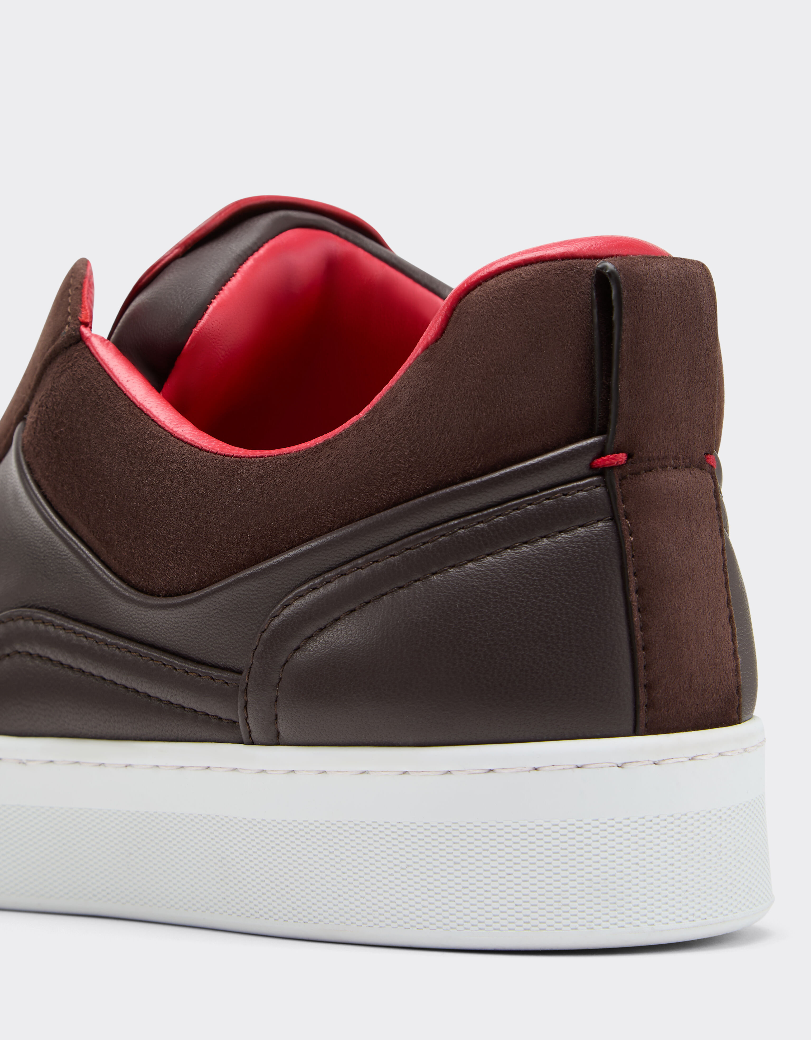 Ferrari Nappa leather and suede slip-on sneaker Espresso 22828f