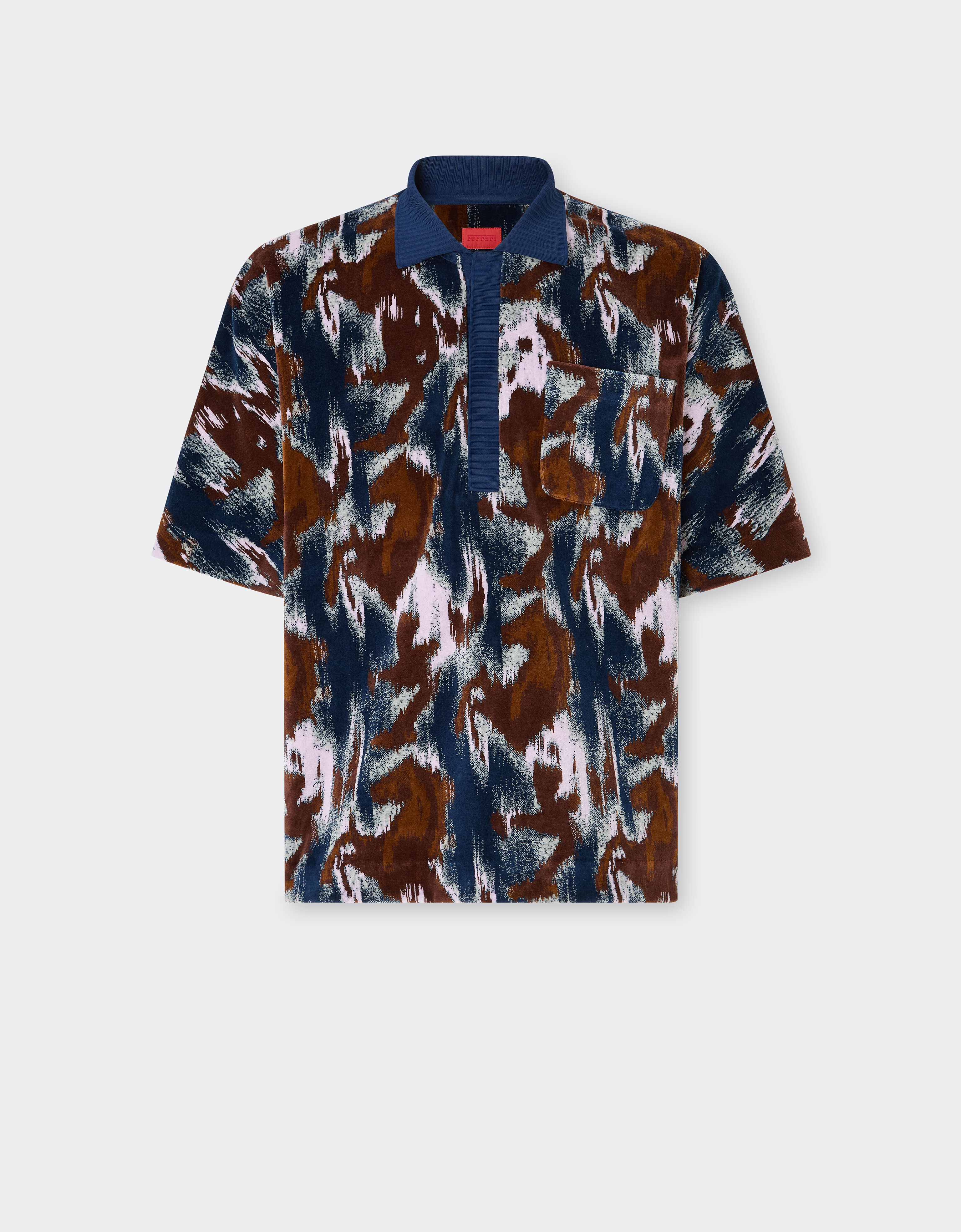 Ferrari Cavallino Ikat 图案雪尼尔 Polo 衫 孔雀蓝 49272f