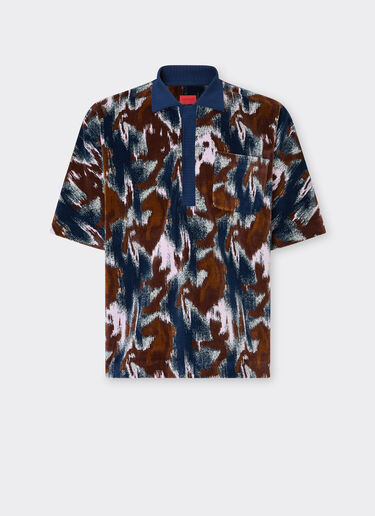 Cavallino Ikat 图案雪尼尔 Polo 衫 Ferrari Cavallino Ikat 图案雪尼尔 Polo 衫 孔雀蓝 49272f