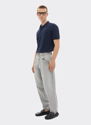 Organic cotton piqué polo shirt with Prancing Horse Ferrari Organic cotton piqué polo shirt with Prancing Horse Navy Blue CJMPO0014JCO0053f