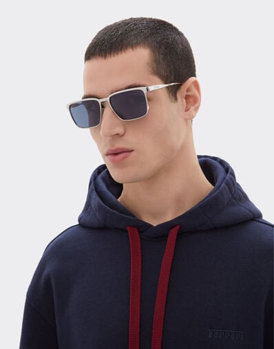 Ferrari Ferrari sunglasses in  matte silver metal  with blue crystal lenses Silver LA0LFf