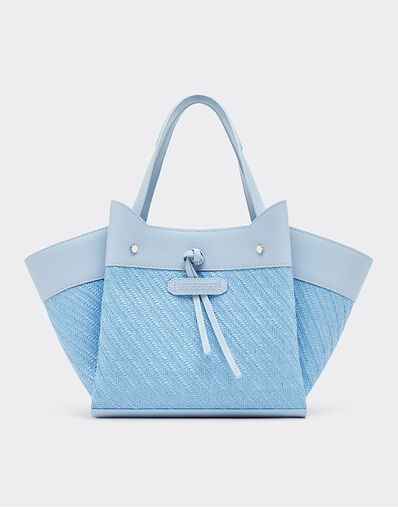 Ferrari 小号法拉利拉菲草和皮革托特包 钢蓝色 49111f