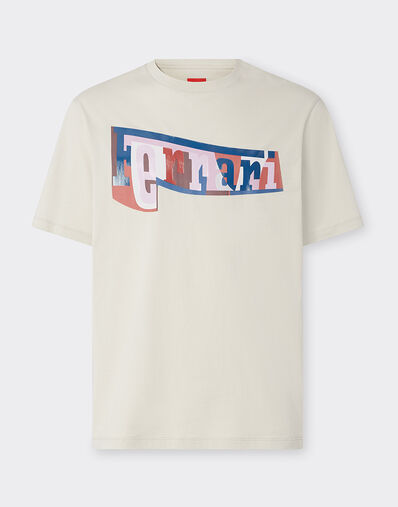 Ferrari T-shirt with color block logo print Chalk 49277f