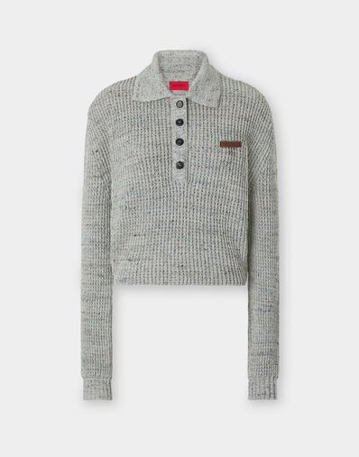 Ferrari 牛仔效果长袖 Polo 衫 Beige CKWPO0003KCO0008f