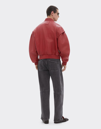 Ferrari 涂层纳帕皮革飞行夹克 Maison Red 51013f