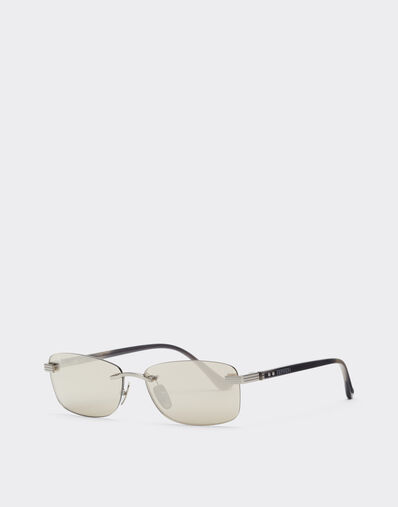Ferrari Ferrari sunglasses in  brushed silver-colored titanium  and acetate with transparent gold lenses with white mirror coating Silver LA0L6f