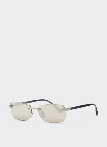 Ferrari Ferrari sunglasses in  brushed silver-colored titanium  and acetate with transparent gold lenses with white mirror coating Silver LA0L6f