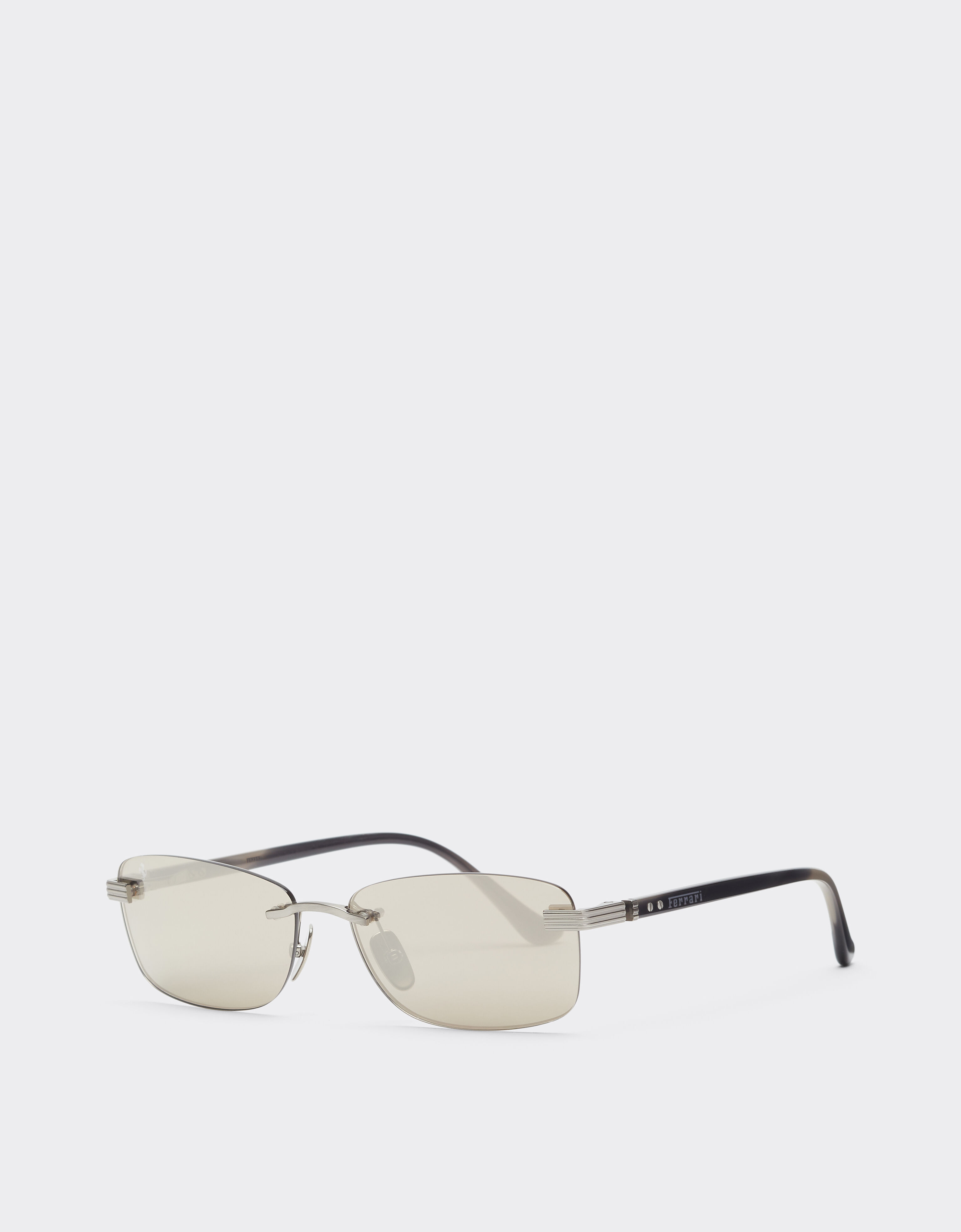 Ferrari Ferrari sunglasses in  brushed silver-colored titanium  and acetate with transparent gold lenses with white mirror coating Silver LA0L6f