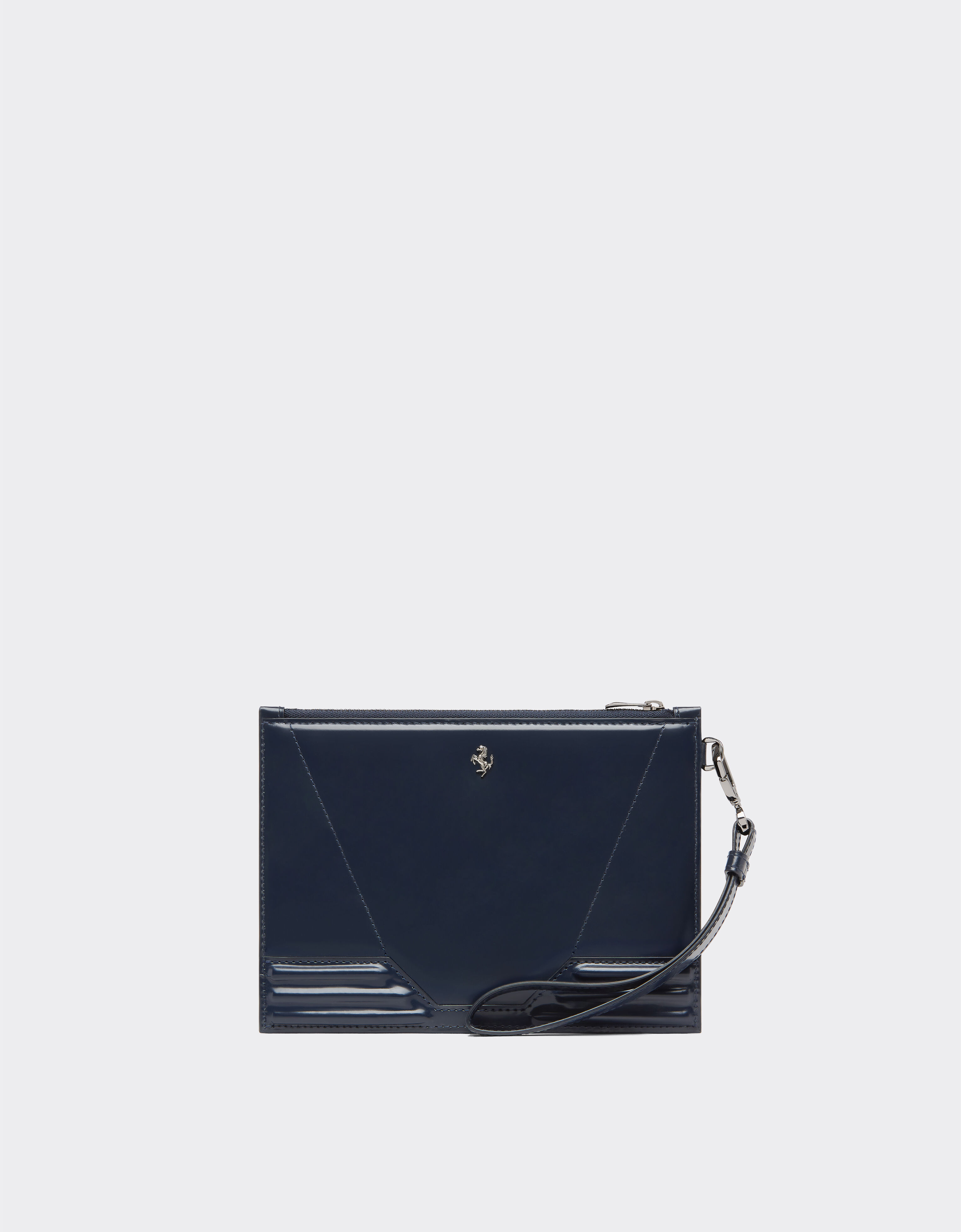 Ferrari 法拉利 GT 磨面皮革拉链手包 Navy 21419f