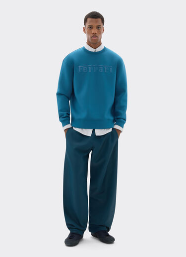 Ferrari 法拉利徽标 Scuba 潜水面料卫衣 孔雀蓝 20518f