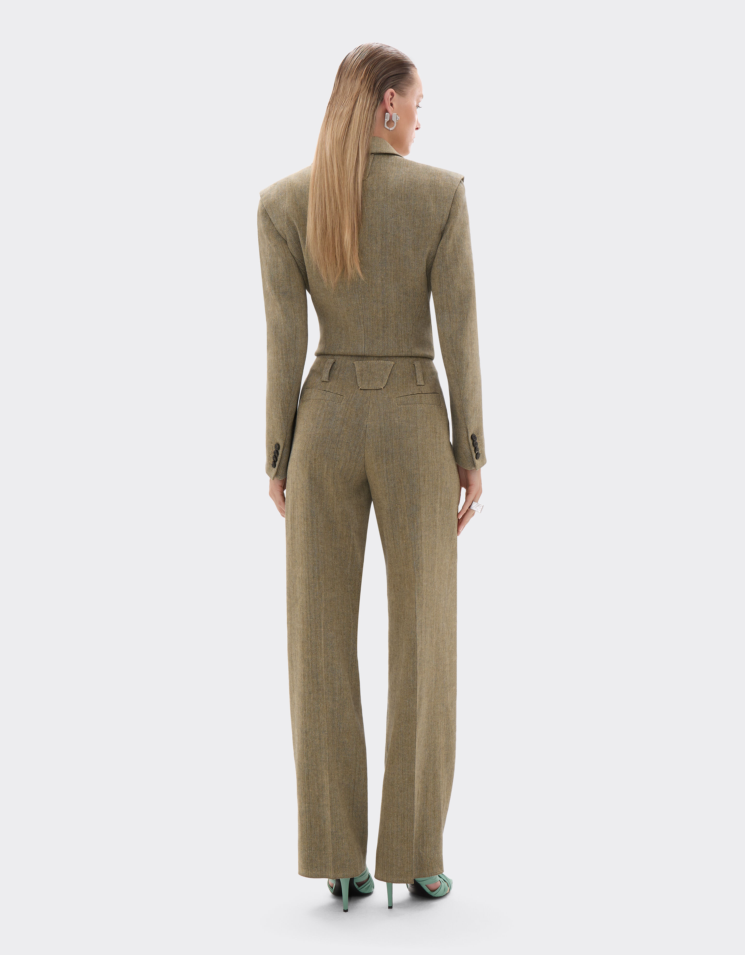 Ferrari Linen and cotton twill trousers Khaki Green 50050f