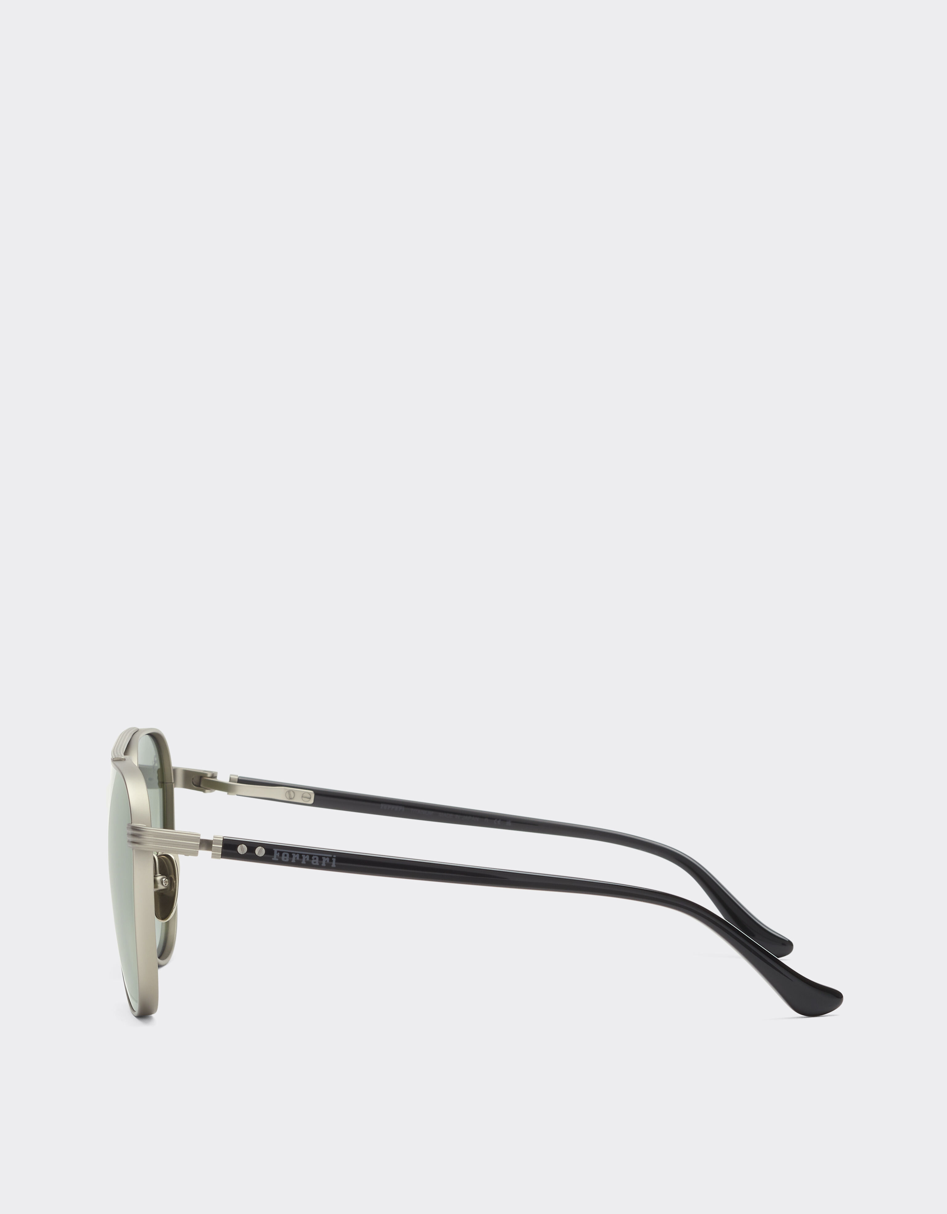Ferrari Ferrari sunglasses in  matte silver titanium and acetate with dark green lenses Silver LA0KRf