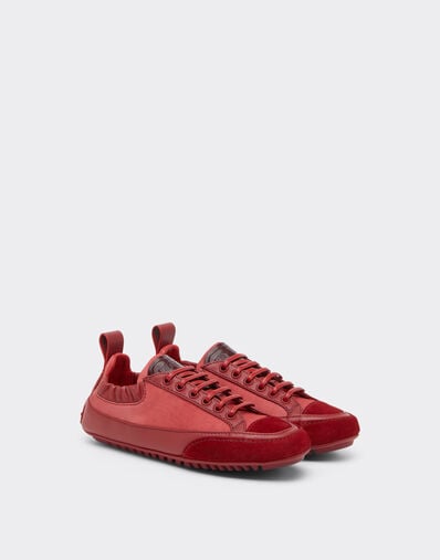 Ferrari 尼龙、绒面革和皮革驾车运动鞋 Maison Red 50769f