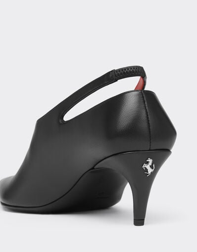 Ferrari Leather Slingback with Side Cut-out Marrone Scuro CSWSL0006XL00004f