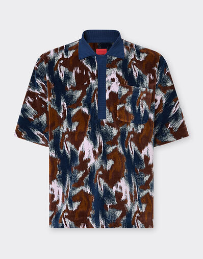 Ferrari Cavallino Ikat 图案雪尼尔 Polo 衫 孔雀蓝 49272f