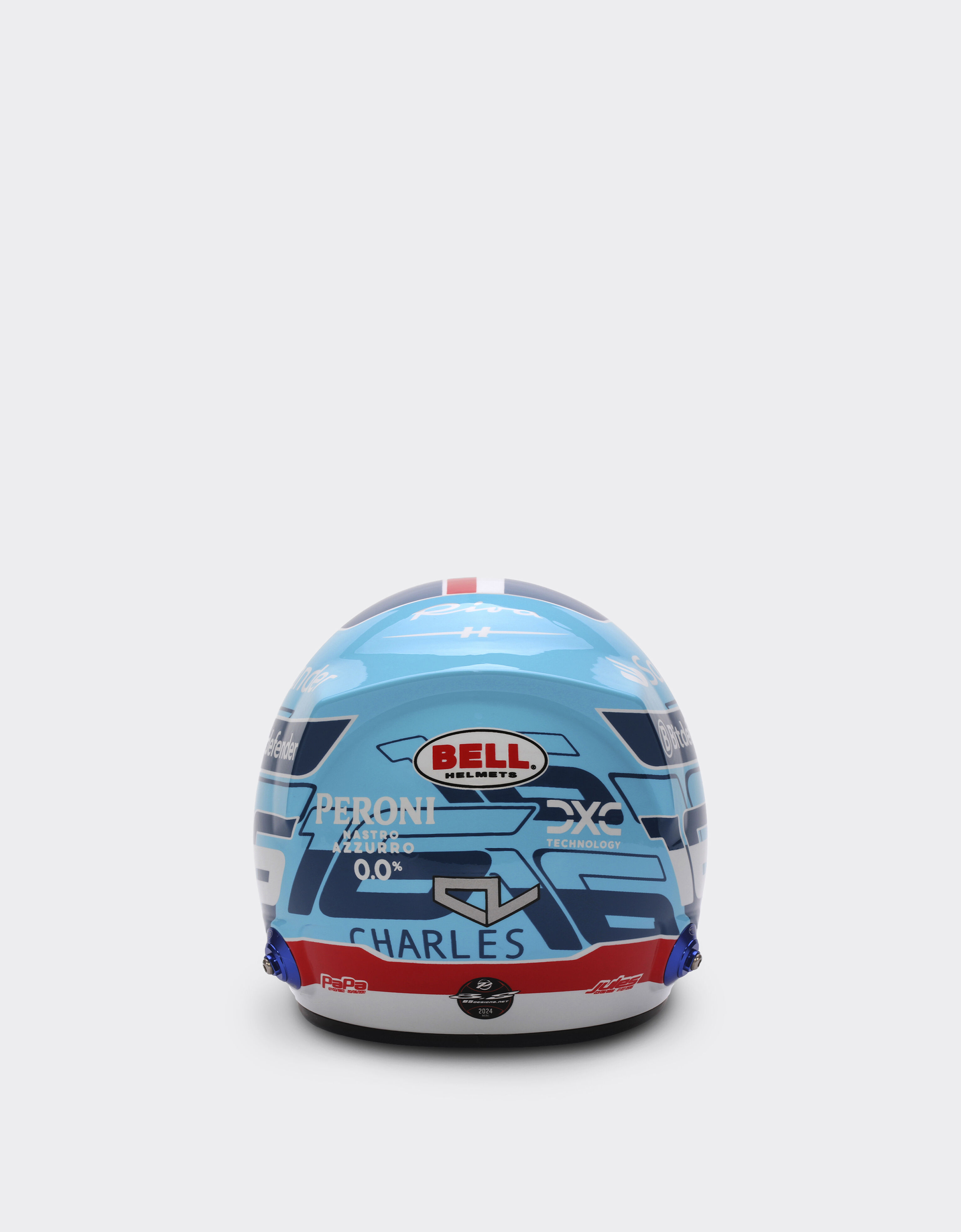 Ferrari 1:2比例 Charles Leclerc 迈阿密2024特别版迷你头盔 浅蓝色 F1348f