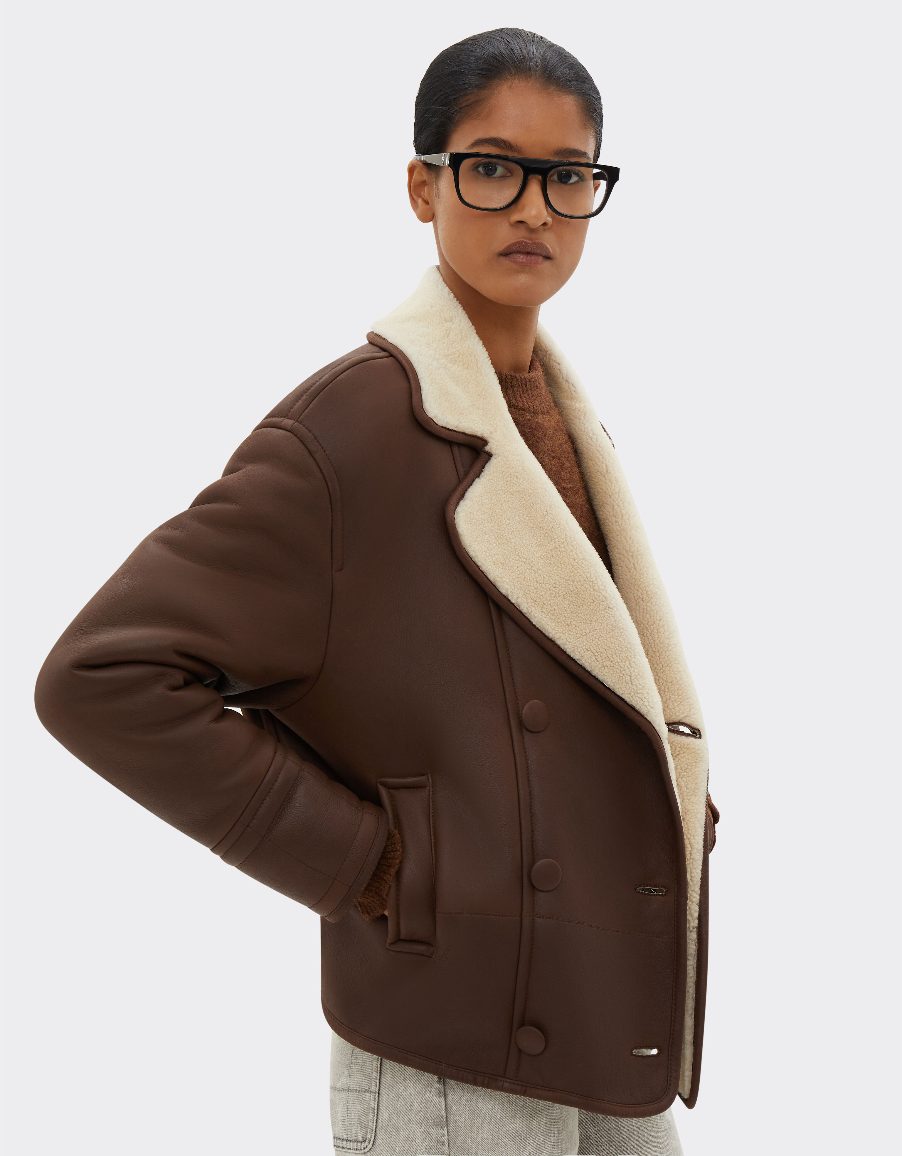 Ferrari Shearling caban 烟草色 20982f