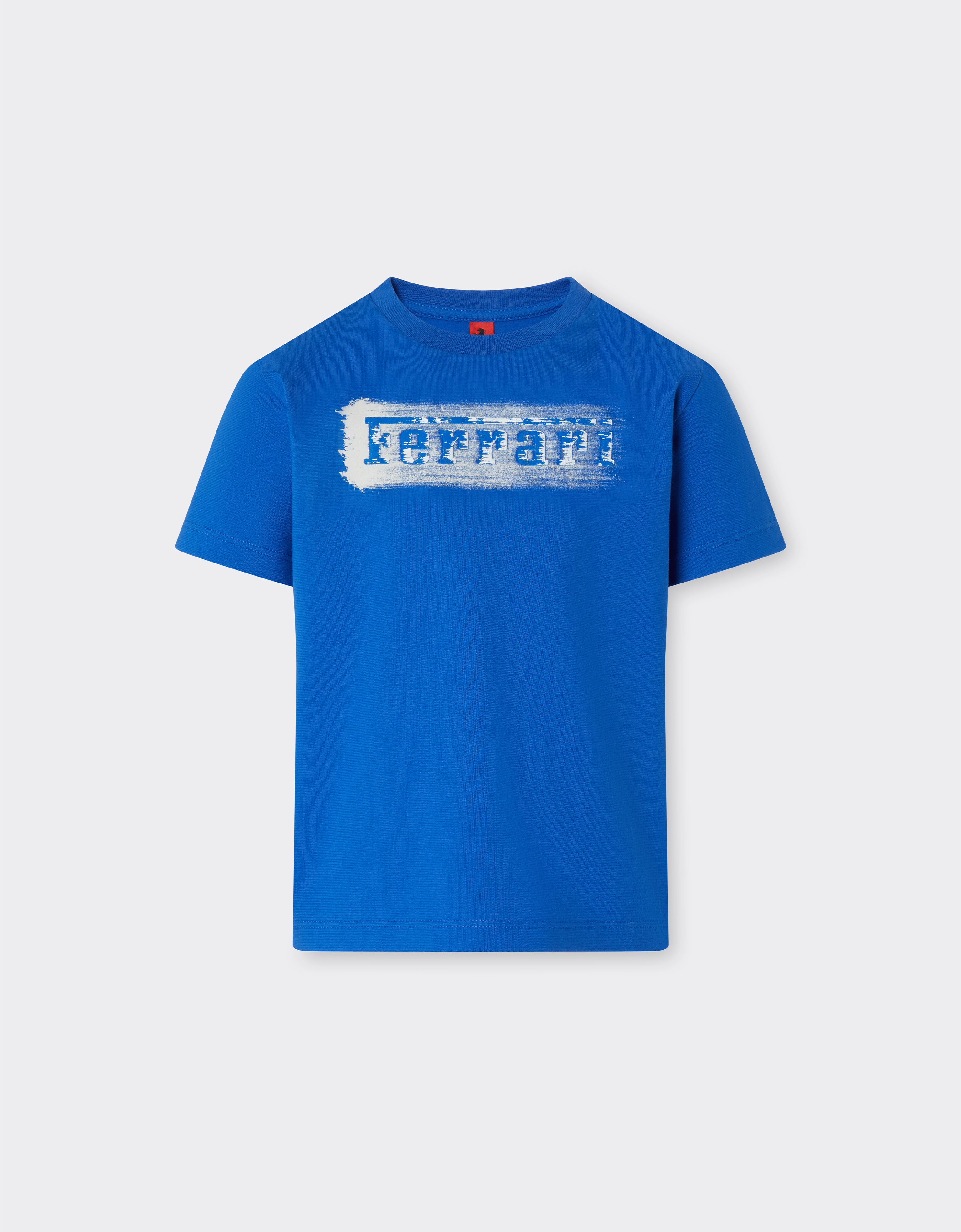 Ferrari 拉绒效果法拉利徽标棉质 T 恤 克莱因蓝 22464fK