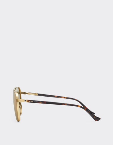 Ferrari Ferrari sunglasses in matte gold titanium and acetate with transparent yellow-gold mirrored lenses Oro LA0KSf