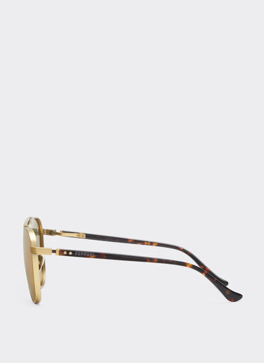 Ferrari Ferrari sunglasses in matte gold titanium and acetate with transparent yellow-gold mirrored lenses Oro LA0KSf