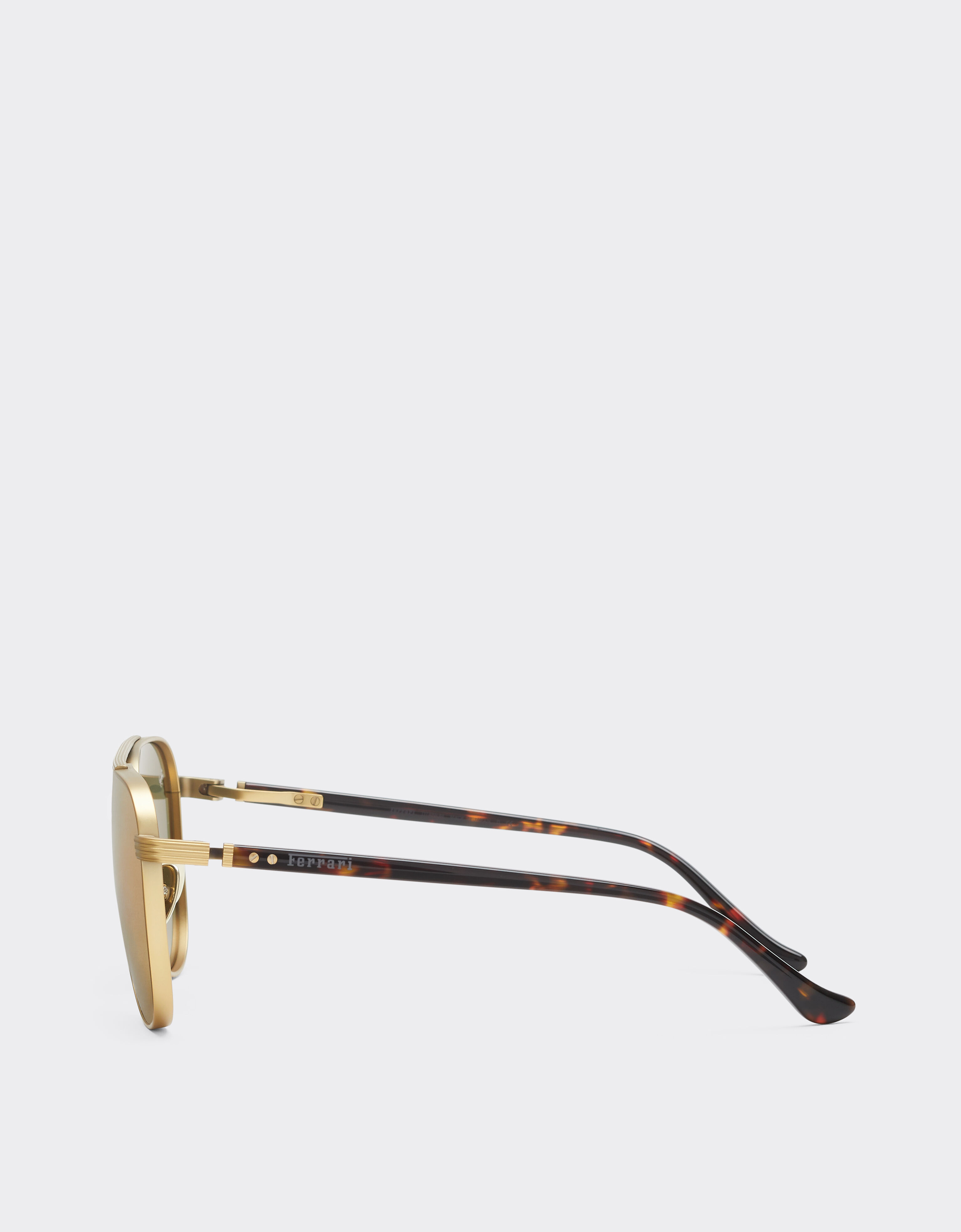 Ferrari Ferrari sunglasses in matte gold titanium and acetate with transparent yellow-gold mirrored lenses Oro LA0KSf
