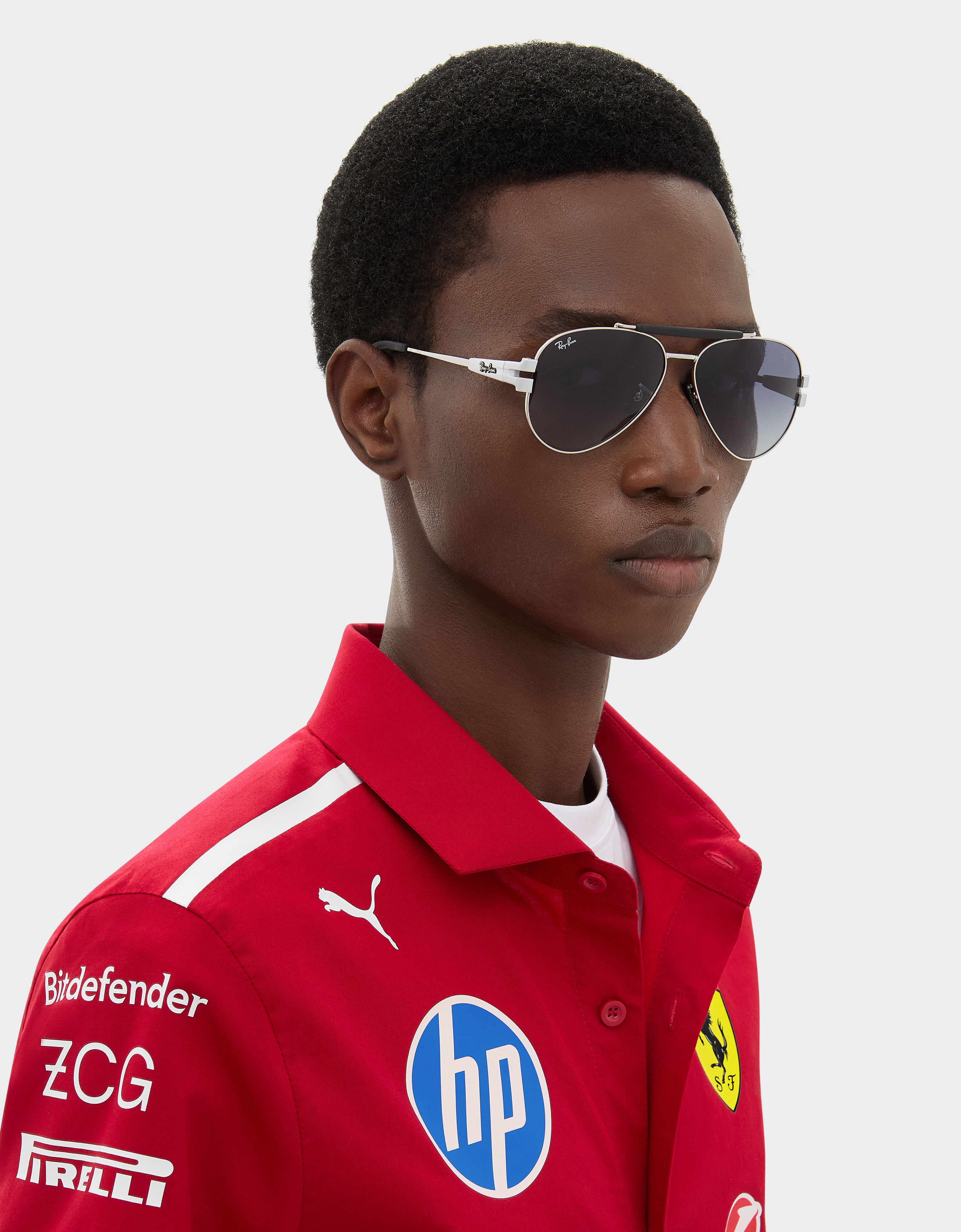 Ferrari 雷朋与法拉利车队合作款 RB3762M 蓝色渐变灰色镜片银色金属太阳镜 银色 LA018f