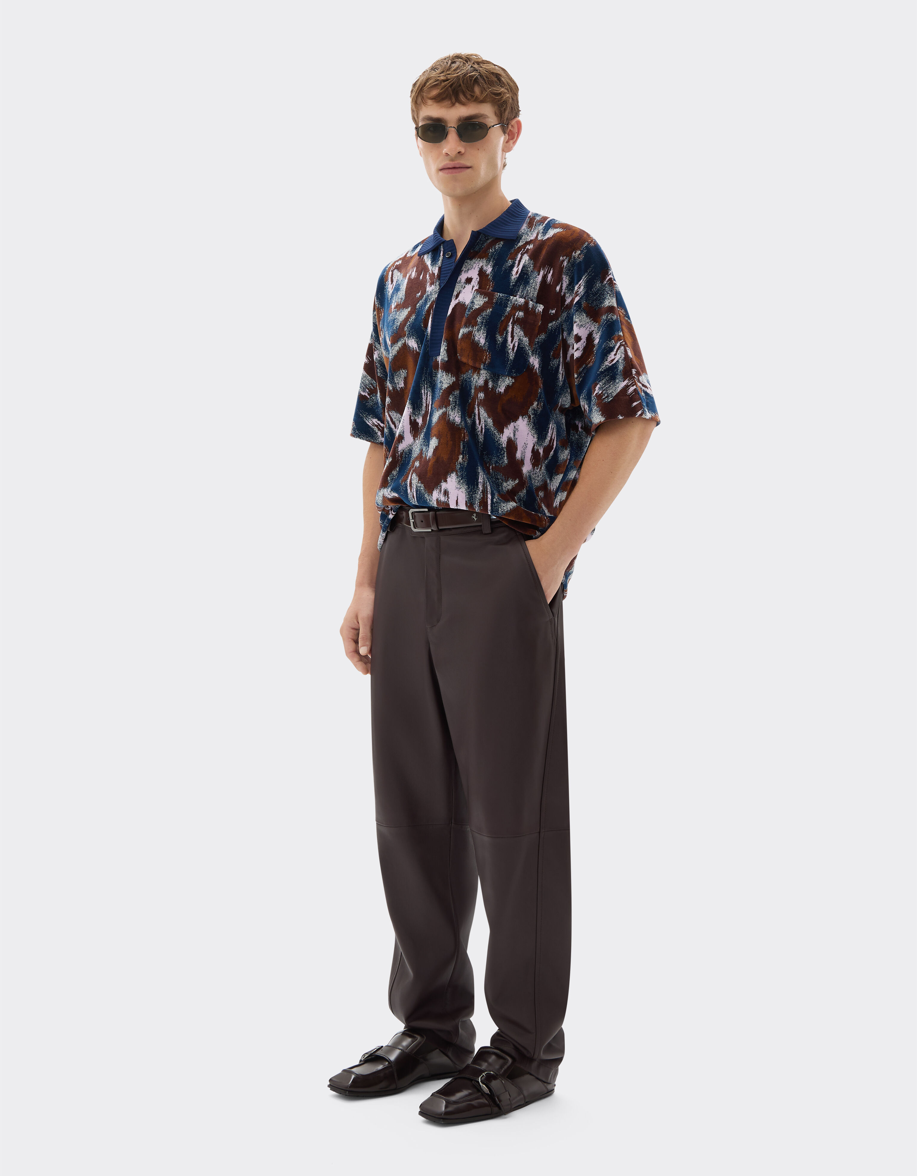 Ferrari Cavallino Ikat 图案雪尼尔 Polo 衫 孔雀蓝 49272f