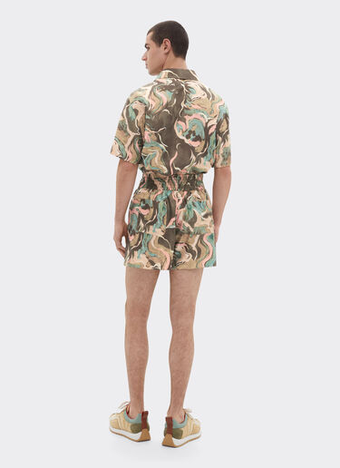 Ferrari Marble Horse 印花真丝短裤 Khaki Green 50073f