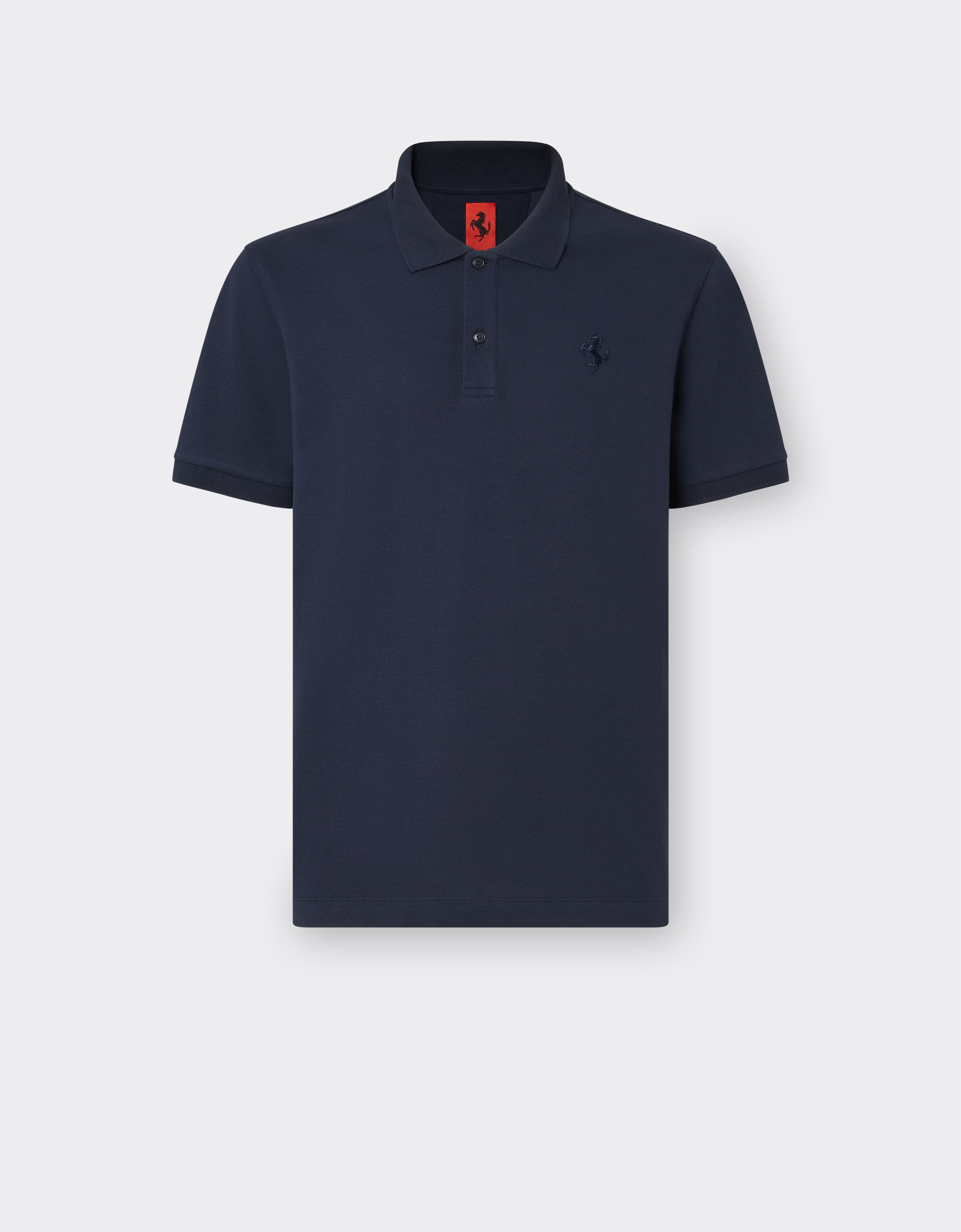 Organic cotton piqué polo shirt with Prancing Horse Ferrari Organic cotton piqué polo shirt with Prancing Horse Navy Blue CJMPO0014JCO0053f