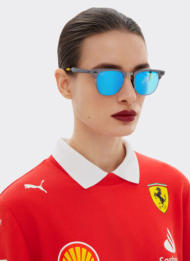 Ferrari 雷朋与法拉利车队合作款 RB3807M 偏光灰色镜面蓝色镜片灰色金属太阳镜 Ingrid F1514f