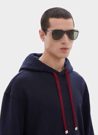 Ferrari Ferrari sunglasses in  matte silver titanium and acetate with dark green lenses Silver LA0KRf